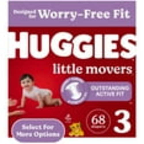 Huggies Little Movers Baby Diapers, Size 3 (16-28 lbs), 68 Ct (Select for More)