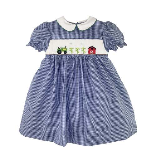 Farm Scene Dress with Hand Picture Smocking
