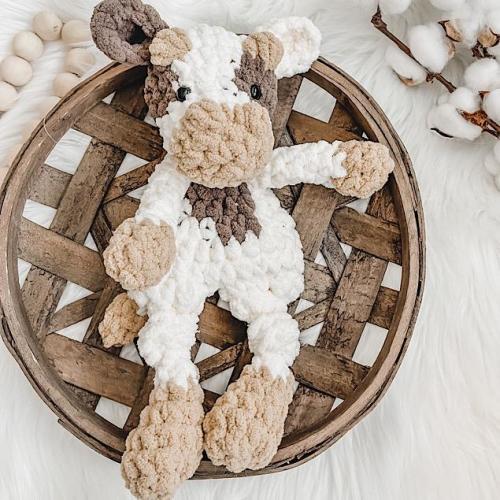 Crochet Cow Lovey Snuggler, Cow Nursery Decor, Farm Nursery Decor, Baby Lovey Animal, Western Baby Nursery, Security Blanket