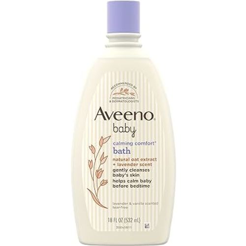 AVEENO BABY Calming Comfort Bath with Relaxing Lavender & Vanilla Scents, Hypoallergenic & Tear-Free Formula, Paraben- & Phthalate-Free, 18 Fl Oz (Pack of 1)