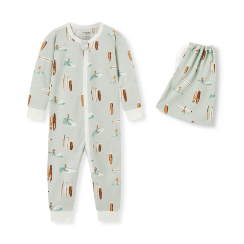 Milkbarn Vintage Surf Bamboo Zipper Pajama | 9-12 Months