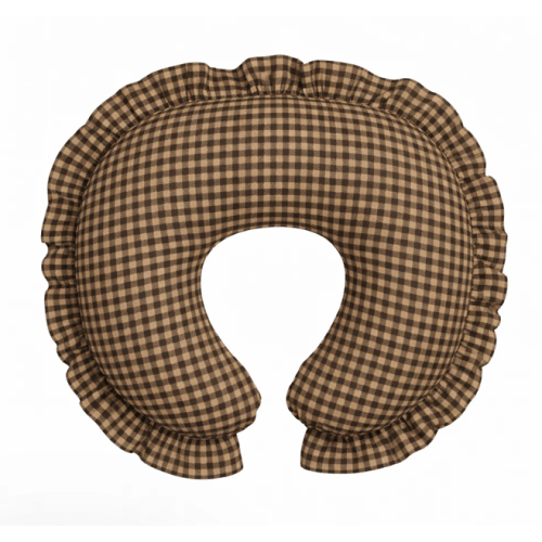 Brown Gingham Ruffle Nursing Pillow Cover