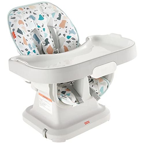 Fisher-Price SpaceSaver Simple Clean High Chair Baby to Toddler Portable Dining Seat with Removable Tray Liner, Pacific Pebble