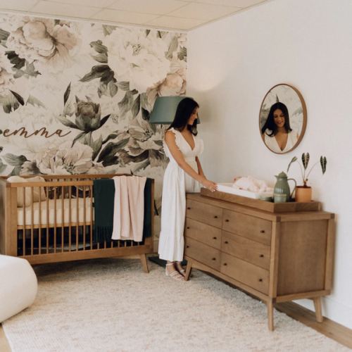 Retro Nursery Set - 6 Drawer Dresser in Walnut