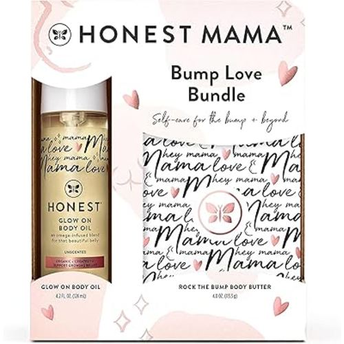 The Honest Company Honest Mama Body + Belly Bump Love Bundle | Moisturizing, Plant-Based Oil + Stretch Mark Butter Cream