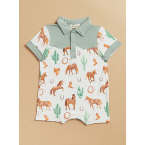 Western Horses Shortie Romper in Multi | Tullabee
