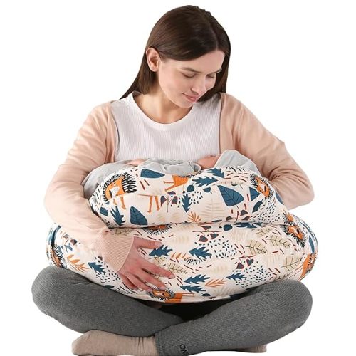 BATTOP Nursing Pillow for Breastfeeding with Removable Cover, Feeding Pillow for More Support for Mom, Adjustable Waist Strap Breastfeeding Pillow, Bottle-Feeding