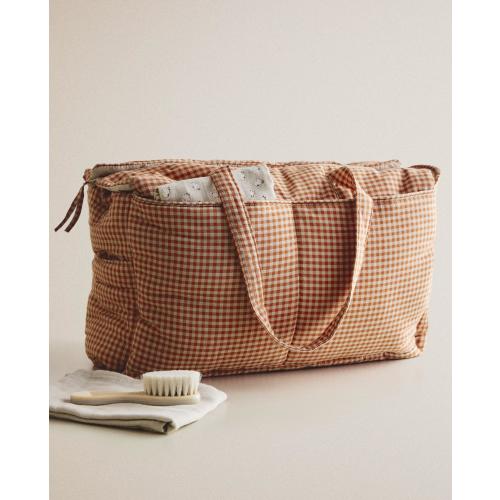 GINGHAM COTTON DIAPER BAG
