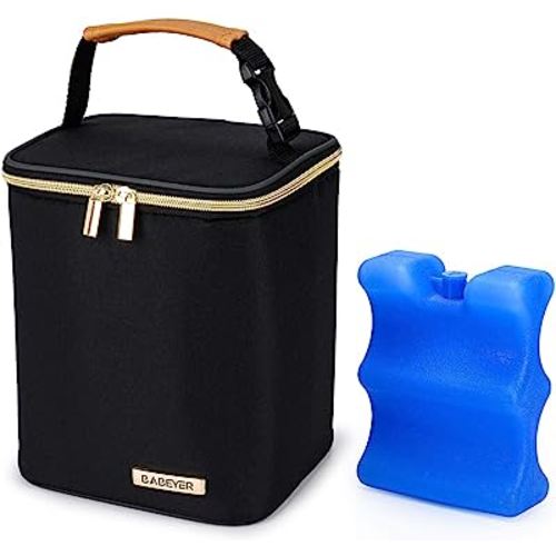 BABEYER Breast Milk Cooler Bag with Ice Pack Fits 4 Baby Bottles Up to 9 Ounce Suitable for Nursing Mom Daycare, Black