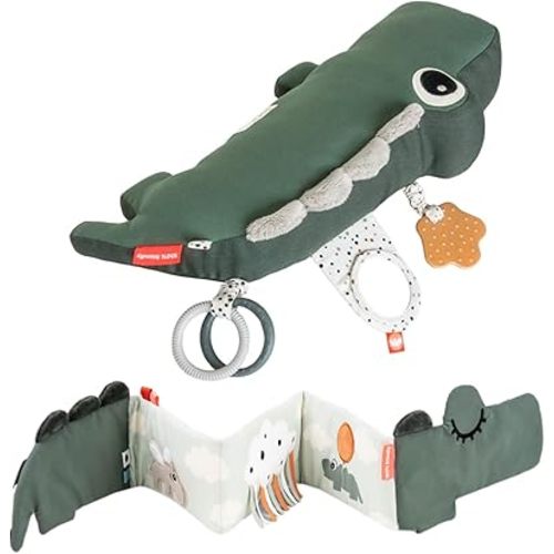 Done by Deer Tummy Time Activity Toy with Fold-Out Soft Book Croco Green