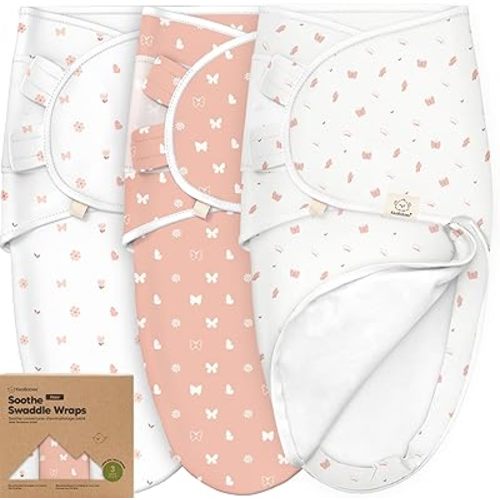 Baby Swaddle Sleep Sacks with Zipper-3-Pack Newborn Swaddle Sack,Baby Swaddles Sleep Sack 3-6 Months, Wearable Blanket Baby,Baby Swaddle Blanket Wrap,Swaddle Sack,Easy Change Swaddle(Butterflies, L)