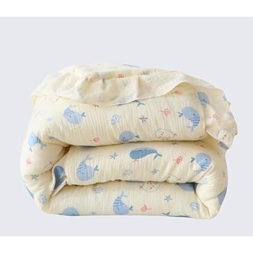 100% Cotton Muslin Crib Comforter/Quilt,Ultra Soft Cozy Reversible Baby Blanket,All Season Toddler Blankets for Boys and Girls, Machine Washable,41"x48"