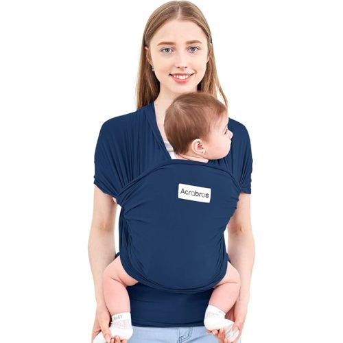 Acrabros Baby Wrap Carrier,Hands Free Baby Carrier Sling,Lightweight,Breathable,Softness,Perfect for Newborn Infants and Babies Shower Gift,Navy Blue