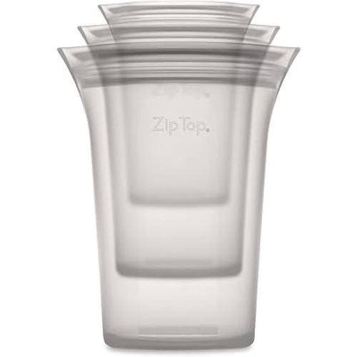 Zip Top Reusable Food Storage Bags | 3 Cup Set [Gray] | Silicone Meal Prep Container | Microwave, Dishwasher and Freezer Safe | Made in the USA