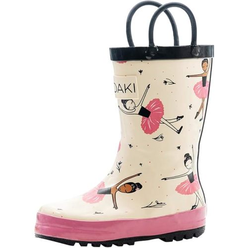 OAKI Toddler Rain Boots - Perfect Kids Rain Boots for Any Weather - Durable Rubber Baby Rain Boots Keep Little Feet Dry, Lightweight Waterproof with Easy-on Handle