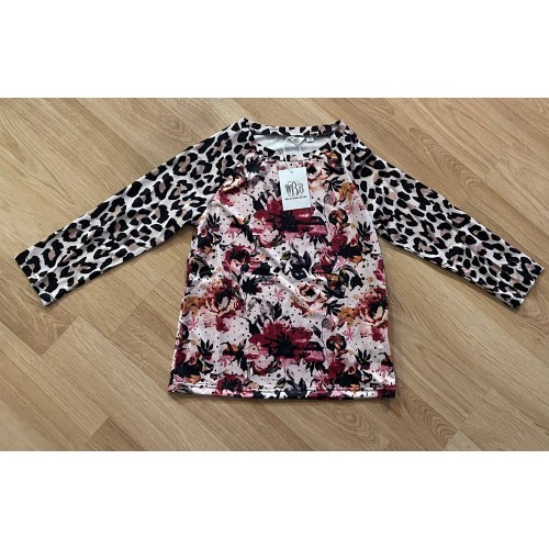 Girls cheetah floral raglan tee