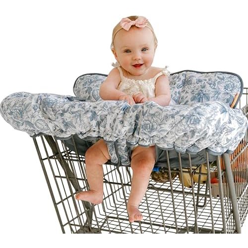2-in-1 Cushy Cart Cover and High Chair Cover | Universal Fit | Includes Storage Pouch (Heritage Blue)