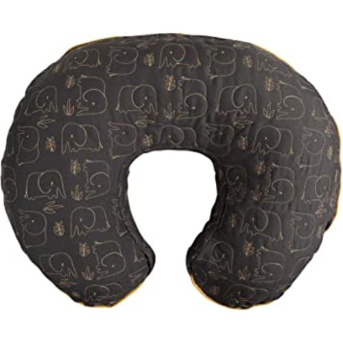 Boppy Nursing Pillow Luxe Support , Charcoal Quilted Elephants, Ergonomic Nursing Essentials for Bottle and Breastfeeding, Firm Fiber Fill, with Soft Removable Nursing Pillow Cover, Machine Washable