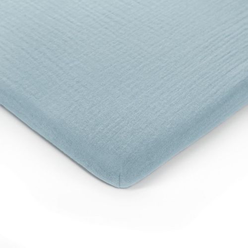 Muslin Fitted Bassinet Crib Sheet, Extra Soft 100% Muslin Cotton Bassinet Sheets By Comfy Cubs - Sky Blue
