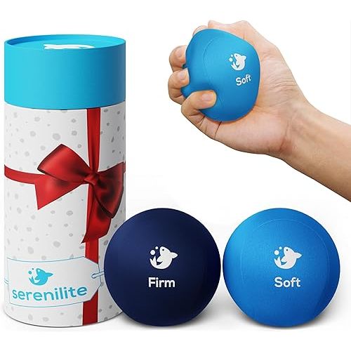 Serenilite Hand Therapy Exercise Stress Ball Bundle - Tri-Density Stress Balls for Adults & Grip Strengthening