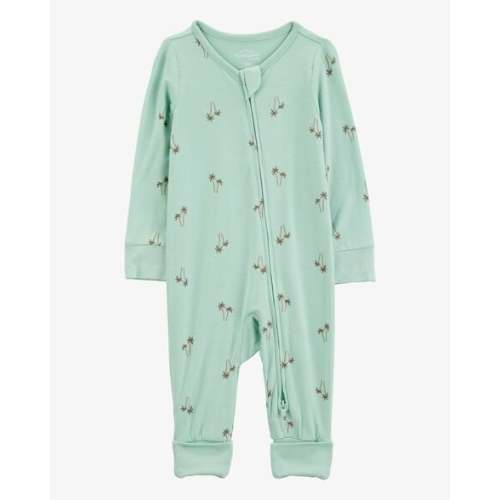 Baby Palm Tree Print 2-Way Zip PurelySoft Convertible Foot Sleep & Play Pajamas - Mint - Carter's | Carter's