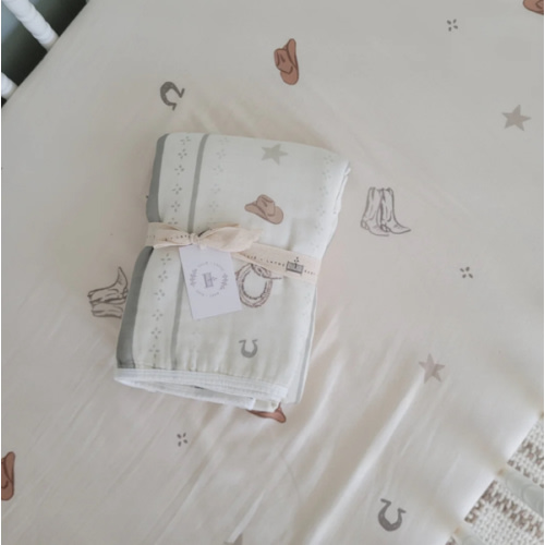Vintage Country- Cowboy Muslin Crib Sheet