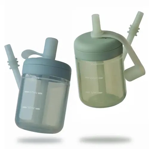 Moonkie Baby Straw cup | Silicone Toddler Sippy Cup Training Cup with Straw Lid | BPA-Free Drop-Proof Baby Cup | Led Weaning | 6 Months+, 5 oz, 2pack