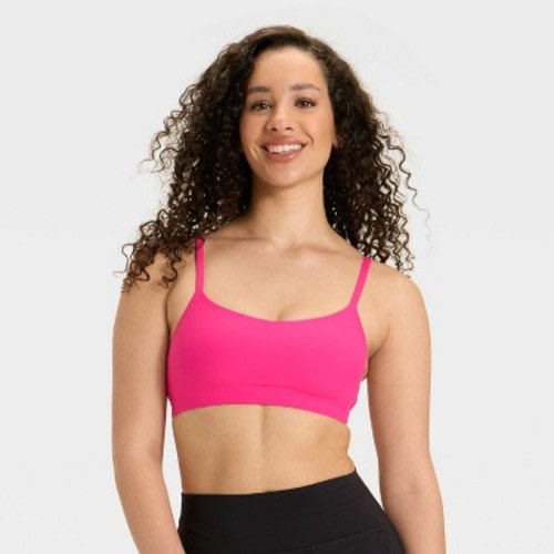 Women's Everyday Soft Light Support Strappy Sports Bra - All In Motion™ Berry Pink M