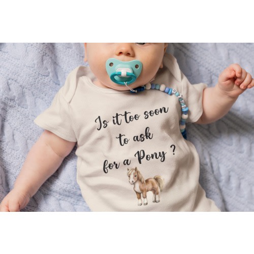 Too Soon to Ask For a Pony Onesie® Brand, Western Onesie® Bodysuit, Cowboy Baby Bodysuit, Cowgirl Baby Onesie®, Cute Newborn Outfit