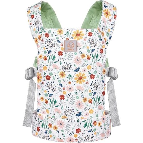 GAGAKU Baby Doll Carrier, Toy Baby Carrier for Dolls, Baby Doll Carrier for Little Girls, Toddlers Kids Baby Doll Carrier with Adjustable Straps, Reborn Baby Doll Accessories - Green (Pinecones)
