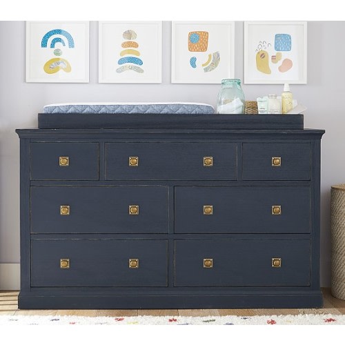 Charlie Extra Wide Dresser & Topper Set - Crib Only - Weathered Navy - Weathered Navy