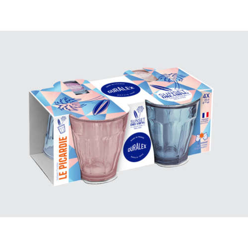 Le Picardie® Mix & Match Color Pink Blush & Marine Glass Tumbler Set 8.38oz, Set of 4