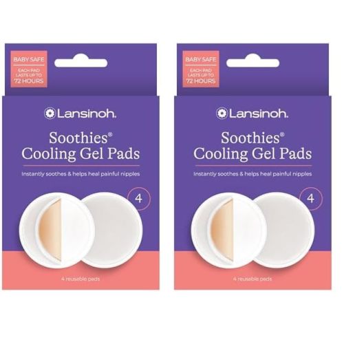 Lansinoh Soothies Cooling Gel Pads for Nursing, Baby & Postpartum Essentials, Reusable Breastfeeding Gel Pads for Sore Nipples, Cooling Relief Pads, 8 Count