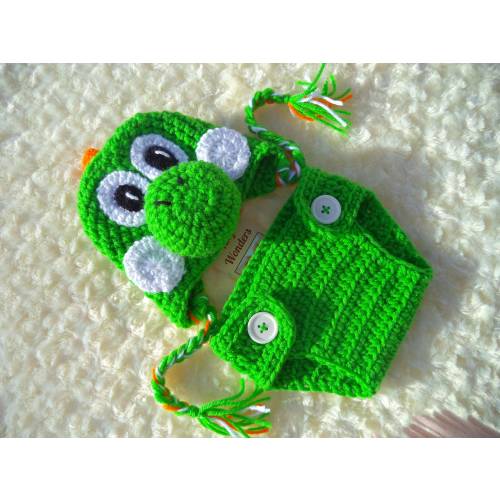 Crochet Yoshi Outfit, Yoshi Baby Costume, Super Mario Inspired Yoshi Hat , Crochet Yoshi Baby Set, Baby Shower Gift, Halloween Costume
