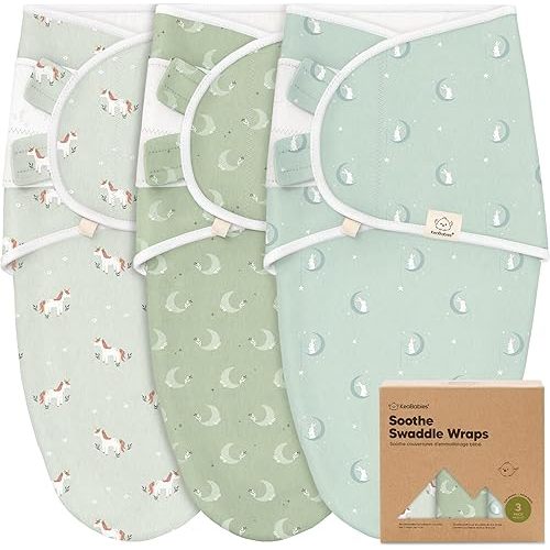 3-Pack Organic Baby Swaddle Sleep Sacks - Swaddles for Newborns, Infant 0-3 Months, Baby Girls, Boys, Soft & Snug Newborn Sleep Sack, Nursery Swaddling Blankets (Lunaris)