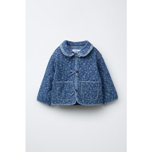 FLORAL DENIM JACKET - Mid-blue | ZARA United States