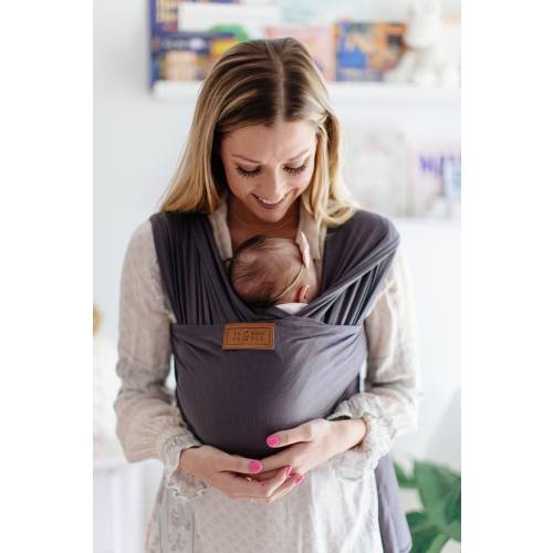 SLATE GREY Baby Wrap Carrier - Soft Newborn Sling for Babywearing, Nursing, Breastfeeding | Gift-Ready Box for Baby Shower or Registry