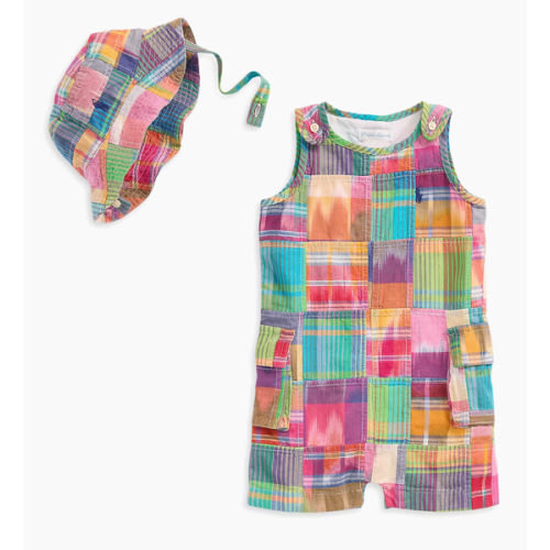 Shop Polo Ralph Lauren Baby Boy's Madras Plaid Shortalls & Bucket Hat Set | Saks Fifth Avenue