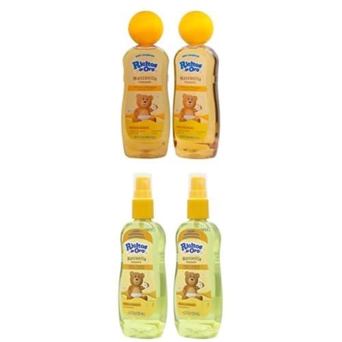 Bundle of Ricitos de Oro, Baby Shampoo Cleansing and Lightening Baby Shampoo with Chamomile 2 Bottles + RICITOS DE ORO LOC. ACLARANTE 125 Ml, 2 PACK