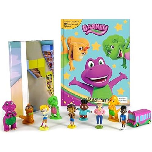 Mattel Barney My Busy Books - Storybook, 10 figurines, playmat