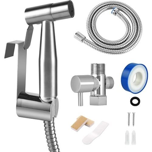 Bidet Sprayer for Toilet, Hand held Stainless Steel Toilet Bidet Sprayer Kit with Hose, Easy Install Bidet Attachment for Toilet, Bidet Sprayer for Personal Hygiene, Toilet Clean, Baby Diaper Cloth