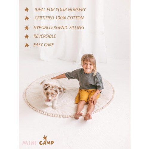 Floor Mat for Baby Round Padded Activity Mat With Pom Pom - Etsy