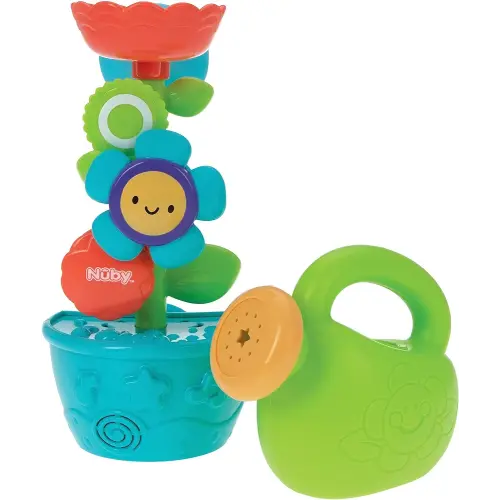 Nuby Flow N' Grow Garden Bath Toy with Flower and Watering Can - Baby Bath Toy for Boys and Girls 18+ Months - Toddler Bath Suction Cup Toy Attaches to Shower Wall