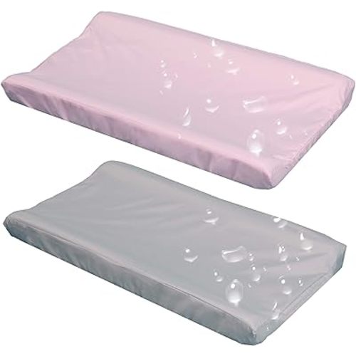 Belsden 2 Pack Waterproof Changing Pad Cover, Soft Microfiber Diaper Change Table Sheets for Baby Boys and Girls, Fit 32" x 16" Changing Pad, Machine Washable Durable, Pink & Light Grey