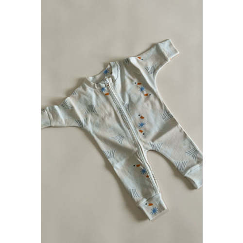 Organic cotton zip onesie - birdie