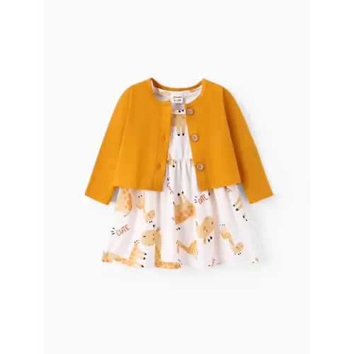 2pcs Baby Girl Pink Cardigan and Elephant Print Dress Set Only $16.99 PatPat US Mobile