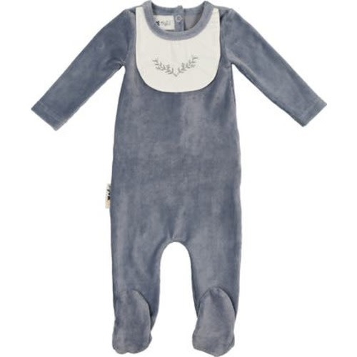 Sprig Embroidered Bib Corduroy Footie, 3 M