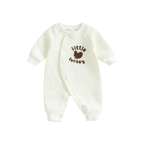 Suealasg Newborn Baby Girls Boys Thanksgiving Outfits 3 6 Months Thanksgiving Romper Long Sleeve Letter Turkey Embroidery Jumpsuit