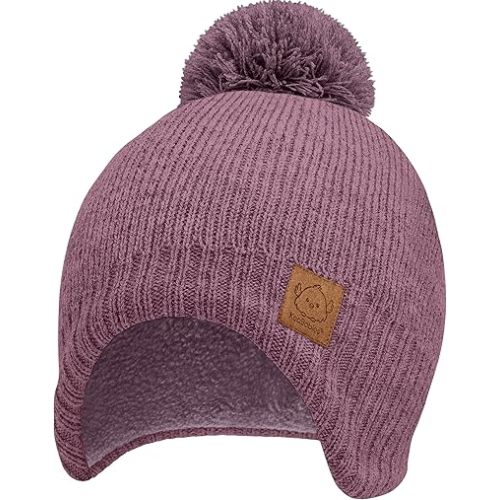 Baby Beanies, Baby Hats for Boys, Girls - Cute Toddler Winter Hat, Soft & Stretchy Beanies for Infant, Newborn 6-36 Months, Cozy & Warm with Earflap Muff & Pom (Regalia)
