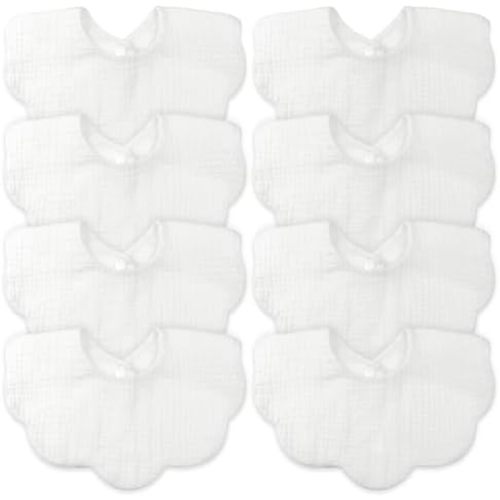 EllieHouse Baby Bibs for Girls Boys 8 Pack Muslin Drool Teeth Drooling Teething Bibs Muslin Cotton for Toddler Infant